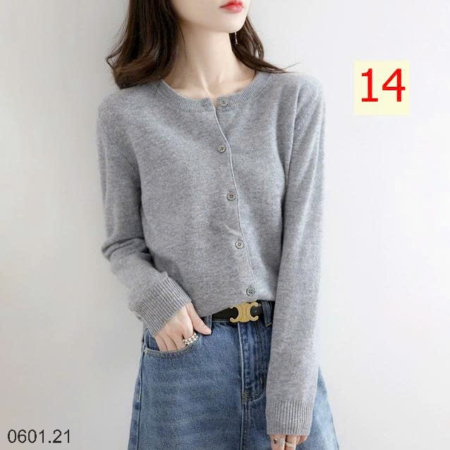 26HA0601.21 - ÁO LEN CARDIGAN TRƠN MÀU BASIC CHO NỮ