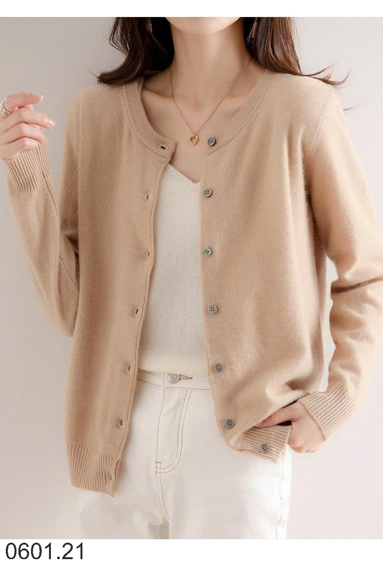 26HA0601.21 - ÁO LEN CARDIGAN TRƠN MÀU BASIC CHO NỮ