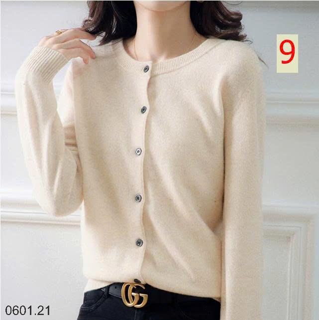 26HA0601.21 - ÁO LEN CARDIGAN TRƠN MÀU BASIC CHO NỮ