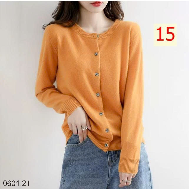 26HA0601.21 - ÁO LEN CARDIGAN TRƠN MÀU BASIC CHO NỮ