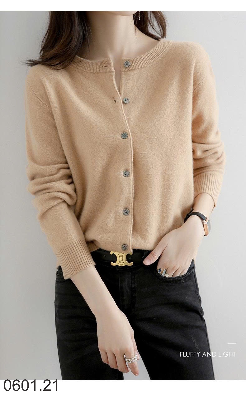 26HA0601.21 - ÁO LEN CARDIGAN TRƠN MÀU BASIC CHO NỮ