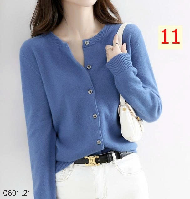 26HA0601.21 - ÁO LEN CARDIGAN TRƠN MÀU BASIC CHO NỮ