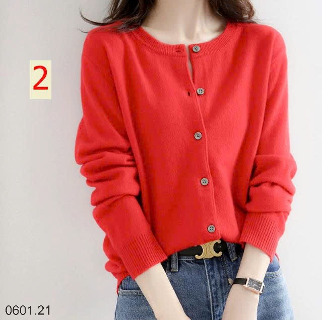 26HA0601.21 - ÁO LEN CARDIGAN TRƠN MÀU BASIC CHO NỮ