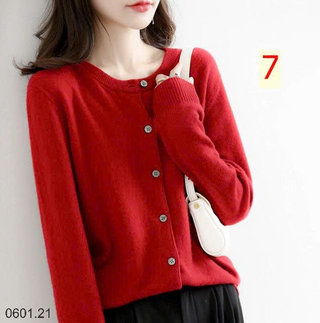 26HA0601.21 - ÁO LEN CARDIGAN TRƠN MÀU BASIC CHO NỮ