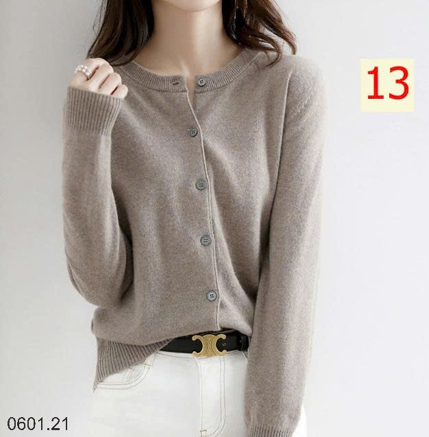 26HA0601.21 - ÁO LEN CARDIGAN TRƠN MÀU BASIC CHO NỮ