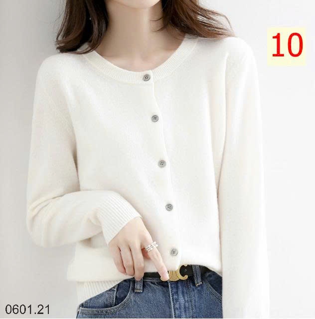 26HA0601.21 - ÁO LEN CARDIGAN TRƠN MÀU BASIC CHO NỮ
