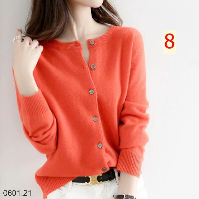 26HA0601.21 - ÁO LEN CARDIGAN TRƠN MÀU BASIC CHO NỮ
