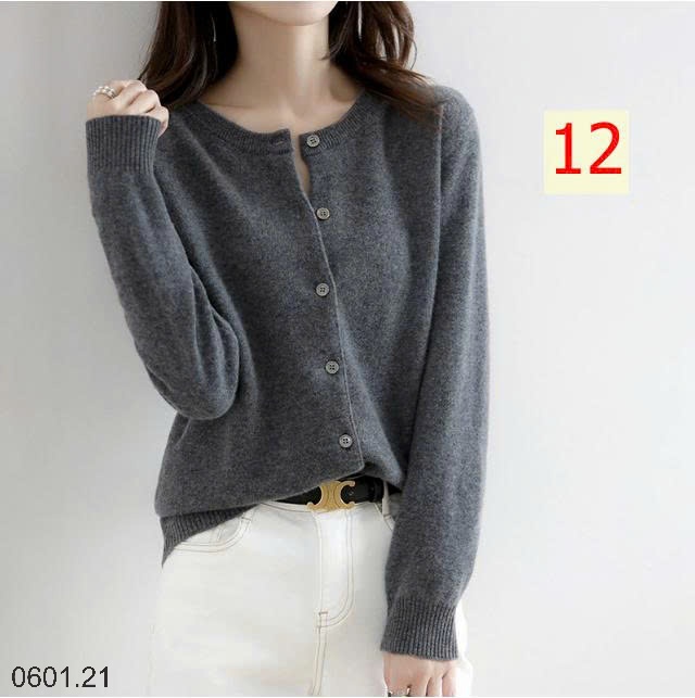 26HA0601.21 - ÁO LEN CARDIGAN TRƠN MÀU BASIC CHO NỮ