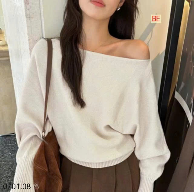 26HA0701.08 - ÁO LEN DÀI TAY TRỄ VAI CHO NỮ