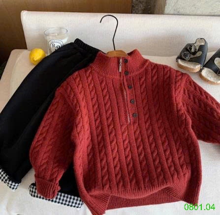 26HA0801.04 - ÁO LEN PHỐI KHOÁ ZIP CHO BÉ