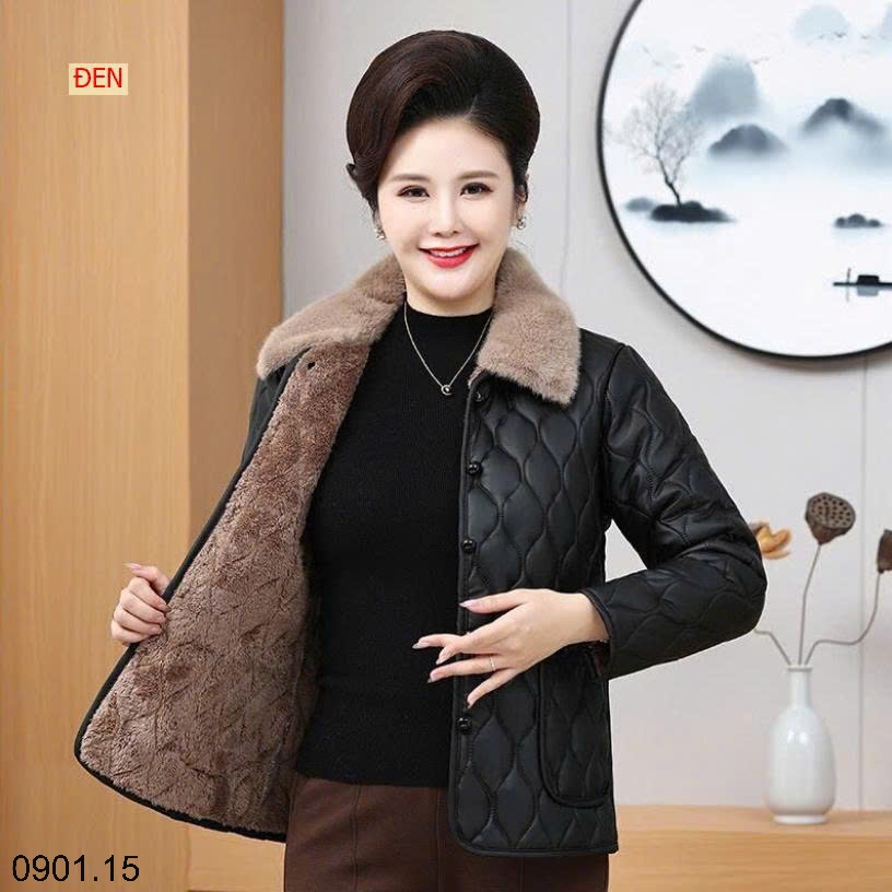 26HA0901.15 - ÁO DA LÓT LÔNG TRẦN TRÁM CHO MẸ