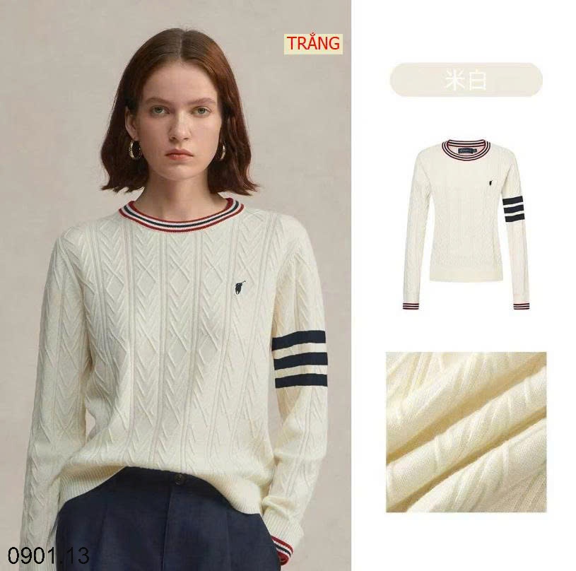26HA0901.13 - ÁO LEN NỮ CỔ TRÒN PHỐI MÀU