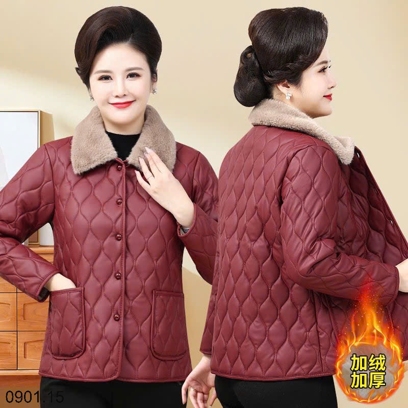 26HA0901.15 - ÁO DA LÓT LÔNG TRẦN TRÁM CHO MẸ