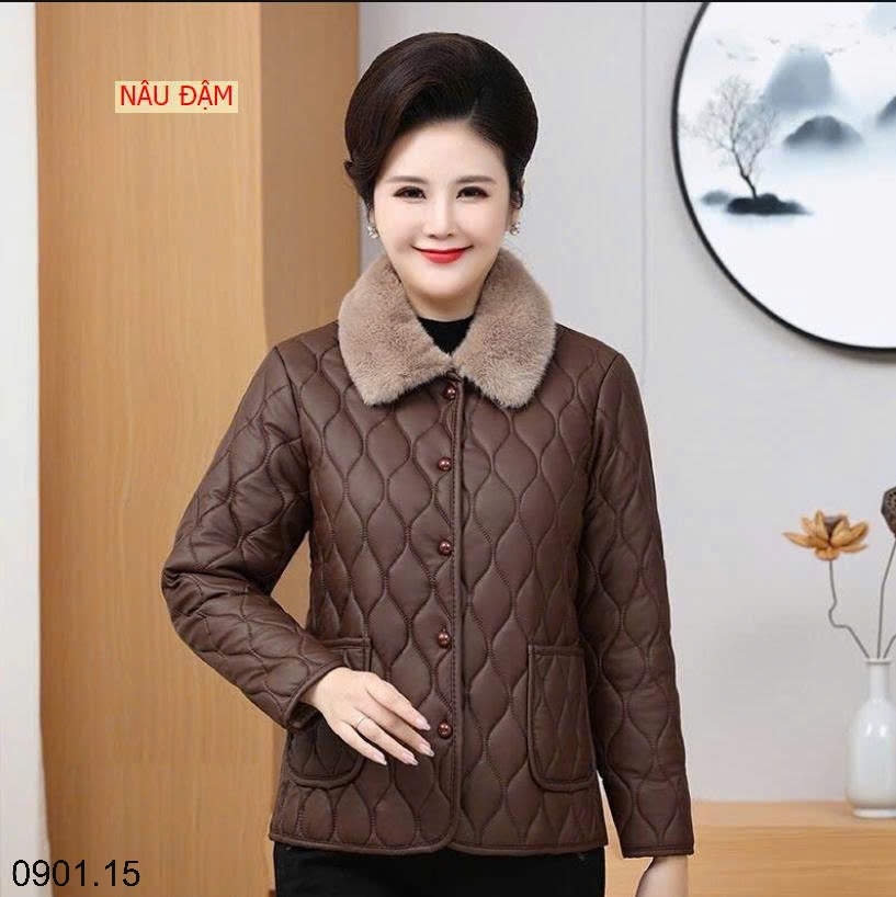 26HA0901.15 - ÁO DA LÓT LÔNG TRẦN TRÁM CHO MẸ