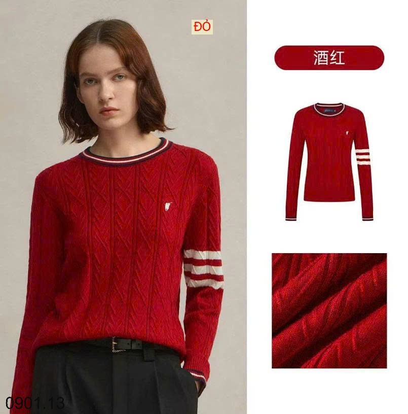 26HA0901.13 - ÁO LEN NỮ CỔ TRÒN PHỐI MÀU