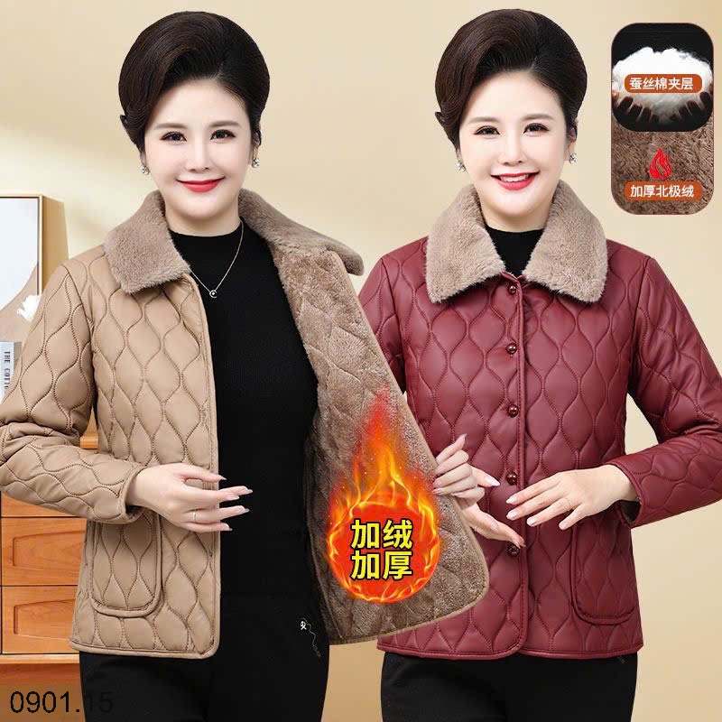 26HA0901.15 - ÁO DA LÓT LÔNG TRẦN TRÁM CHO MẸ