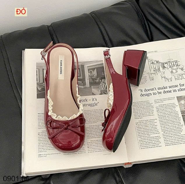 26HA0901.06 - GIÀY RETRO VIỀN REN ĐẾ VUÔNG