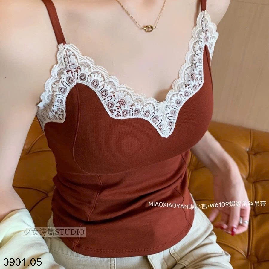 26HA0901.05 - ÁO HAI DÂY REN CỔ V
