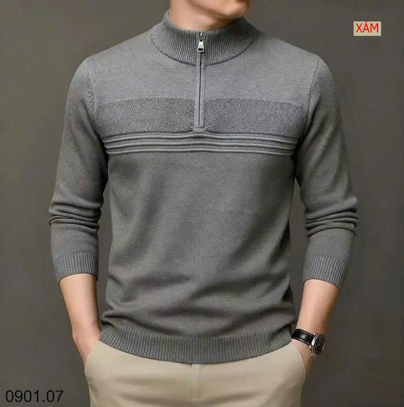 26HA0901.07 - ÁO LEN NAM CỔ KÉO KHÓA