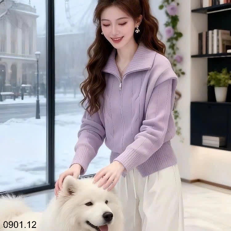 26HA0901.12 - ÁO KHOÁC LEN NỮ KÉO KHÓA