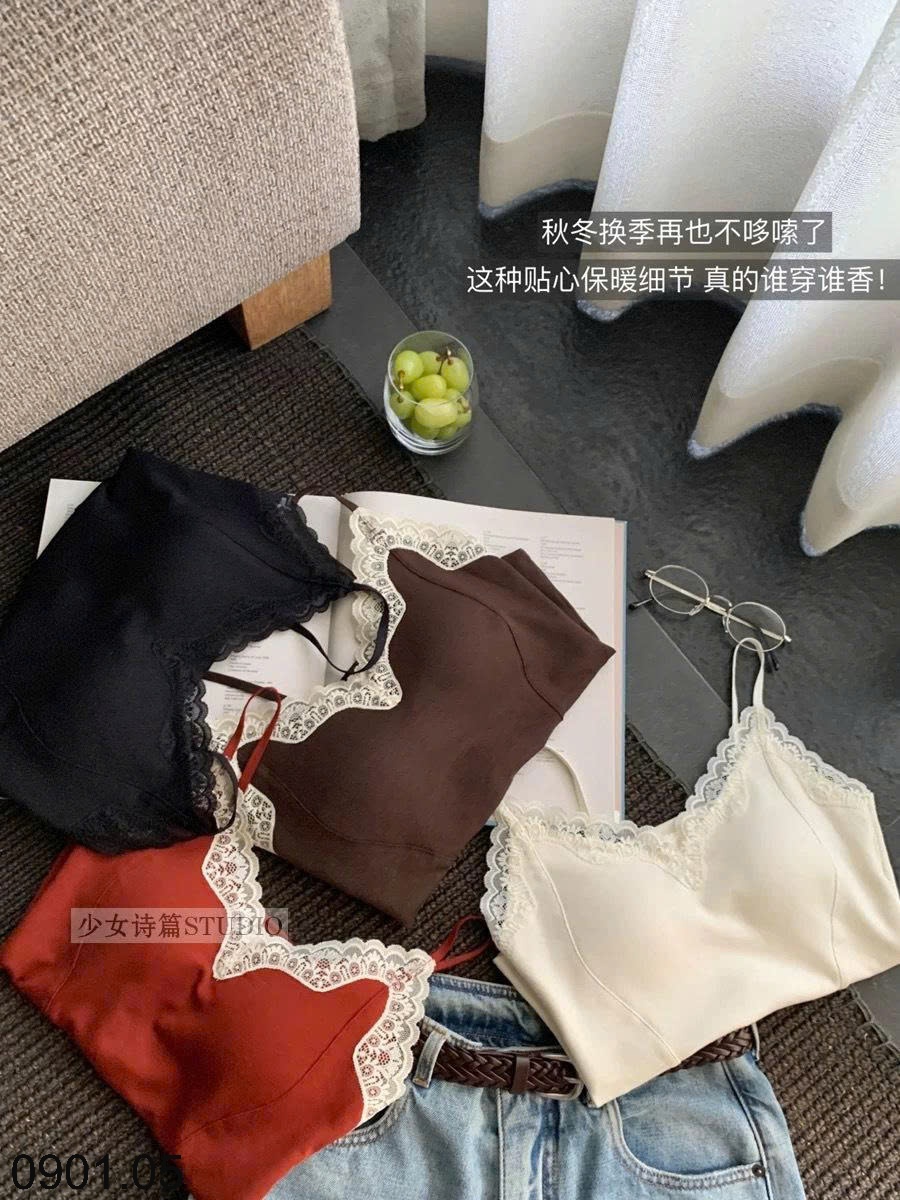 26HA0901.05 - ÁO HAI DÂY REN CỔ V
