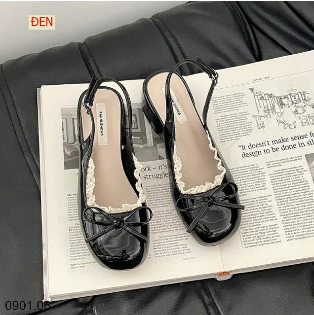 26HA0901.06 - GIÀY RETRO VIỀN REN ĐẾ VUÔNG
