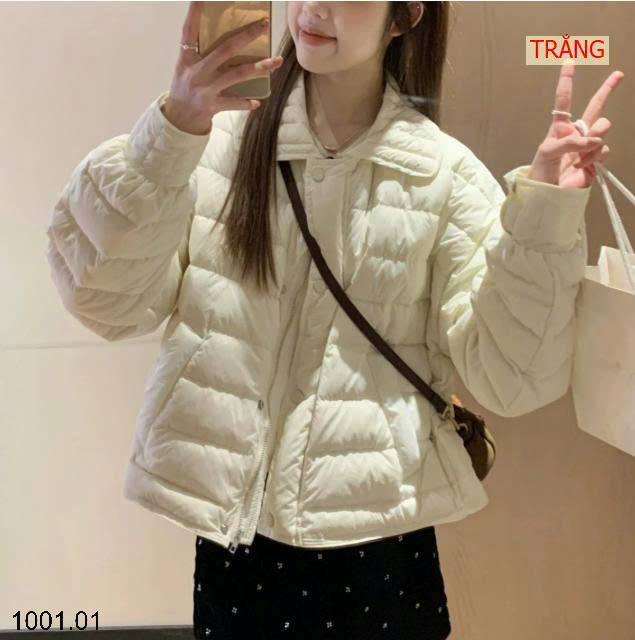 26HA1001.01 - ÁO PHAO CỔ BẺ KHOÁ ZIP MIX CÚC BẤM