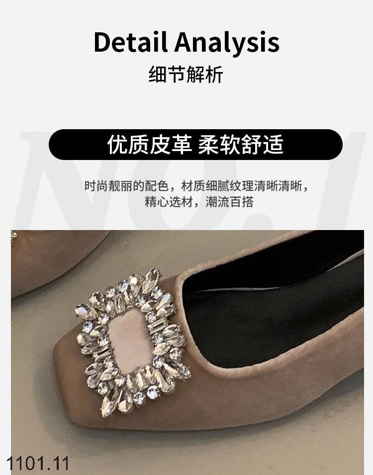 26HA1101.11 - GIÀY MŨI VUÔNG ĐÍNH ĐÁ