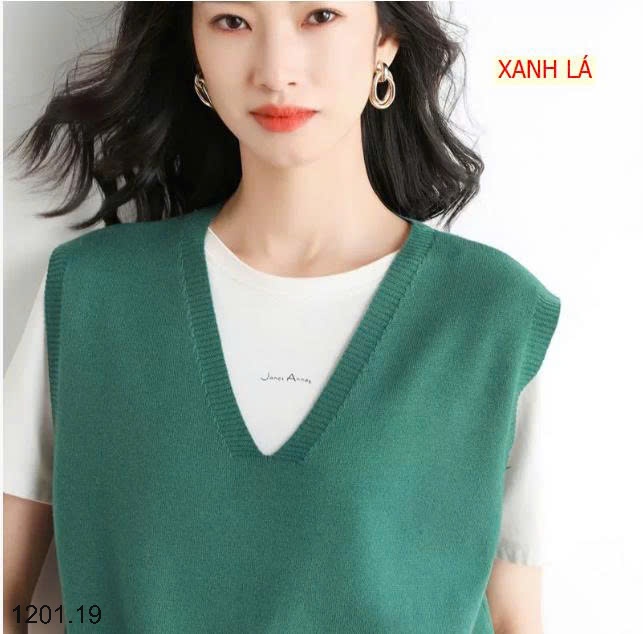 26HA1201.19 - GILE LEN DỆT KIM CỔ V TRƠN MÀU NỮ