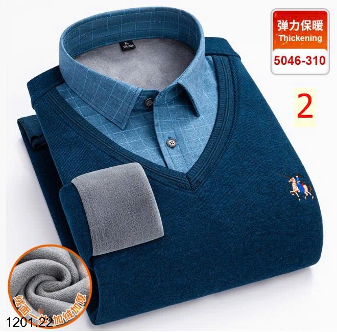 26HA1201.22 - ÁO LEN CỔ SƠ MI LÓT LÔNG TRUNG NIÊN