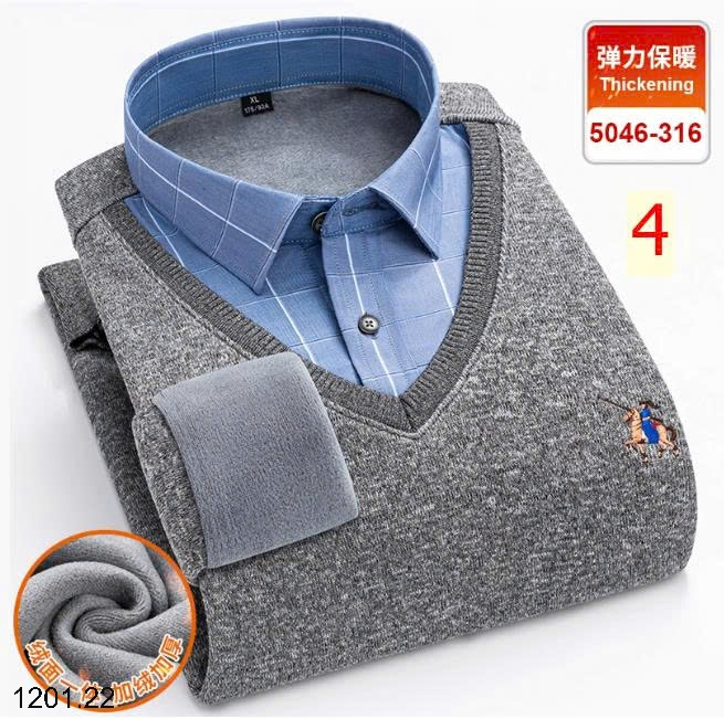 26HA1201.22 - ÁO LEN CỔ SƠ MI LÓT LÔNG TRUNG NIÊN