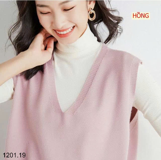 26HA1201.19 - GILE LEN DỆT KIM CỔ V TRƠN MÀU NỮ
