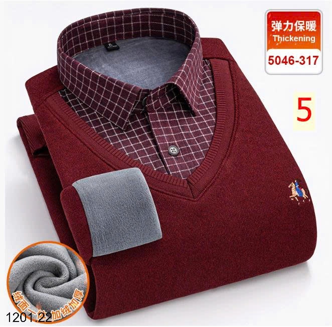 26HA1201.22 - ÁO LEN CỔ SƠ MI LÓT LÔNG TRUNG NIÊN