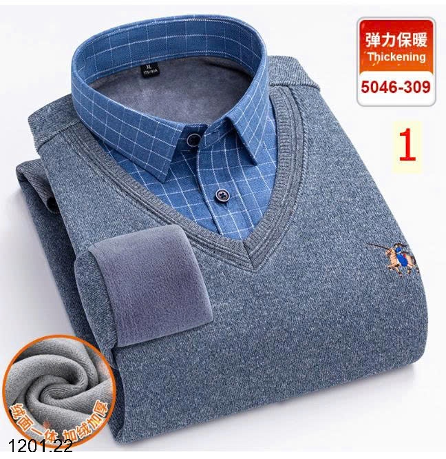 26HA1201.22 - ÁO LEN CỔ SƠ MI LÓT LÔNG TRUNG NIÊN