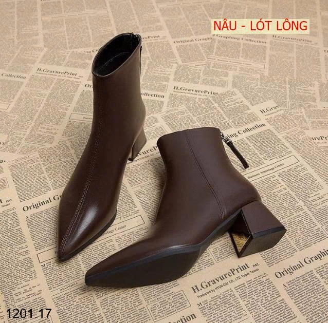 26HA1201.17 - GIÀY BỐT CỔ NGẮN MŨI NHỌN
