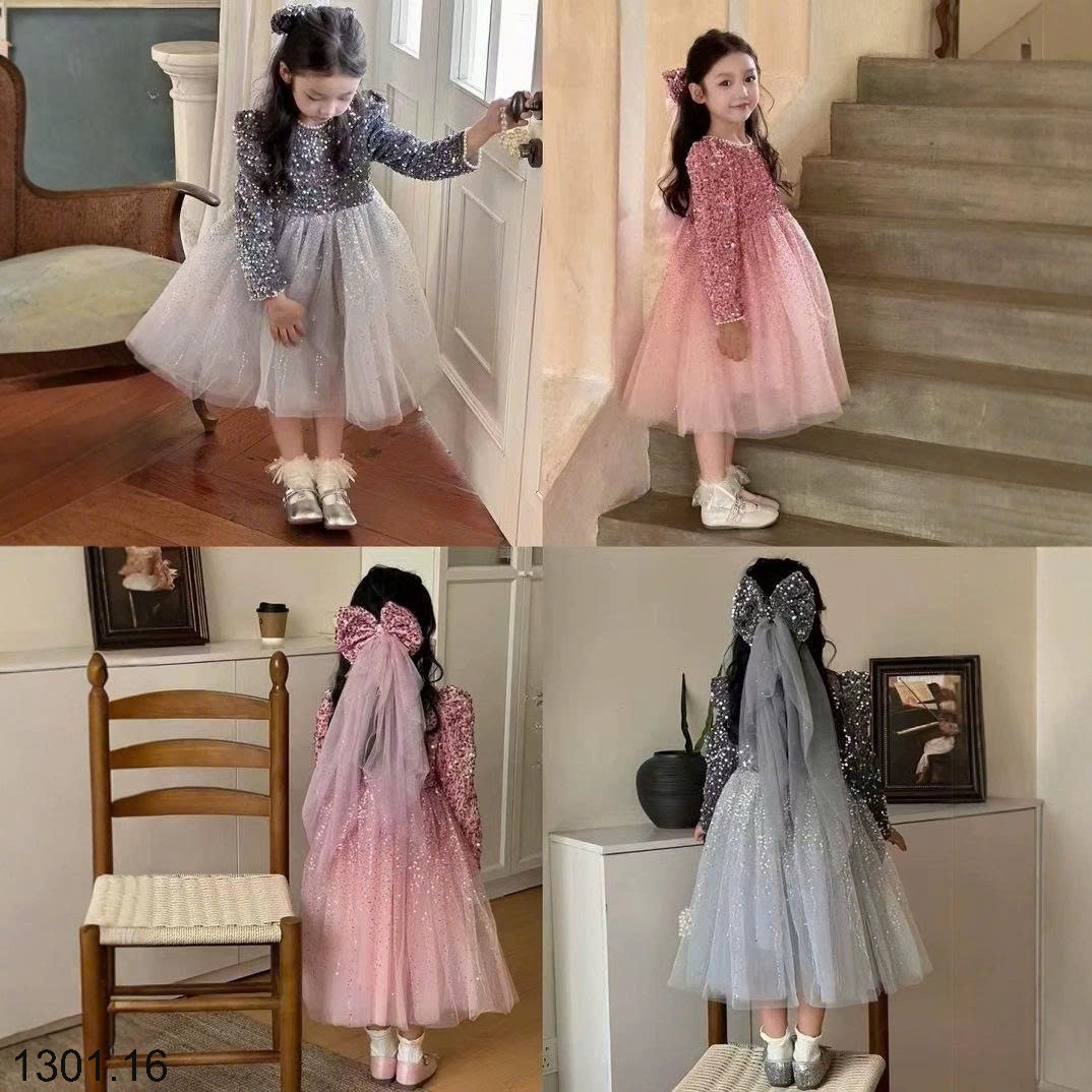 26HA1301.16 - ĐẦM BÉ GÁI ĐÍNH SEQUIN