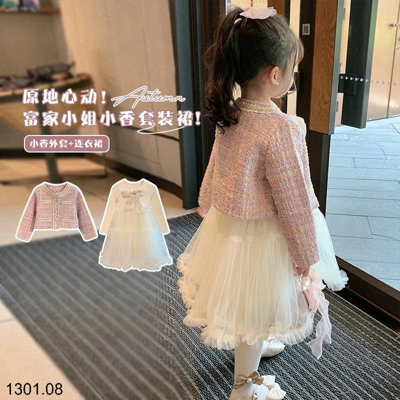 26HA1301.08 - SET VÁY KÈM ÁO DẠ SIÊU XINH BÉ GÁI