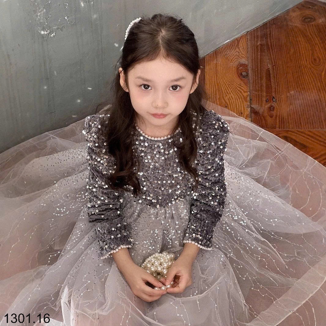 26HA1301.16 - ĐẦM BÉ GÁI ĐÍNH SEQUIN