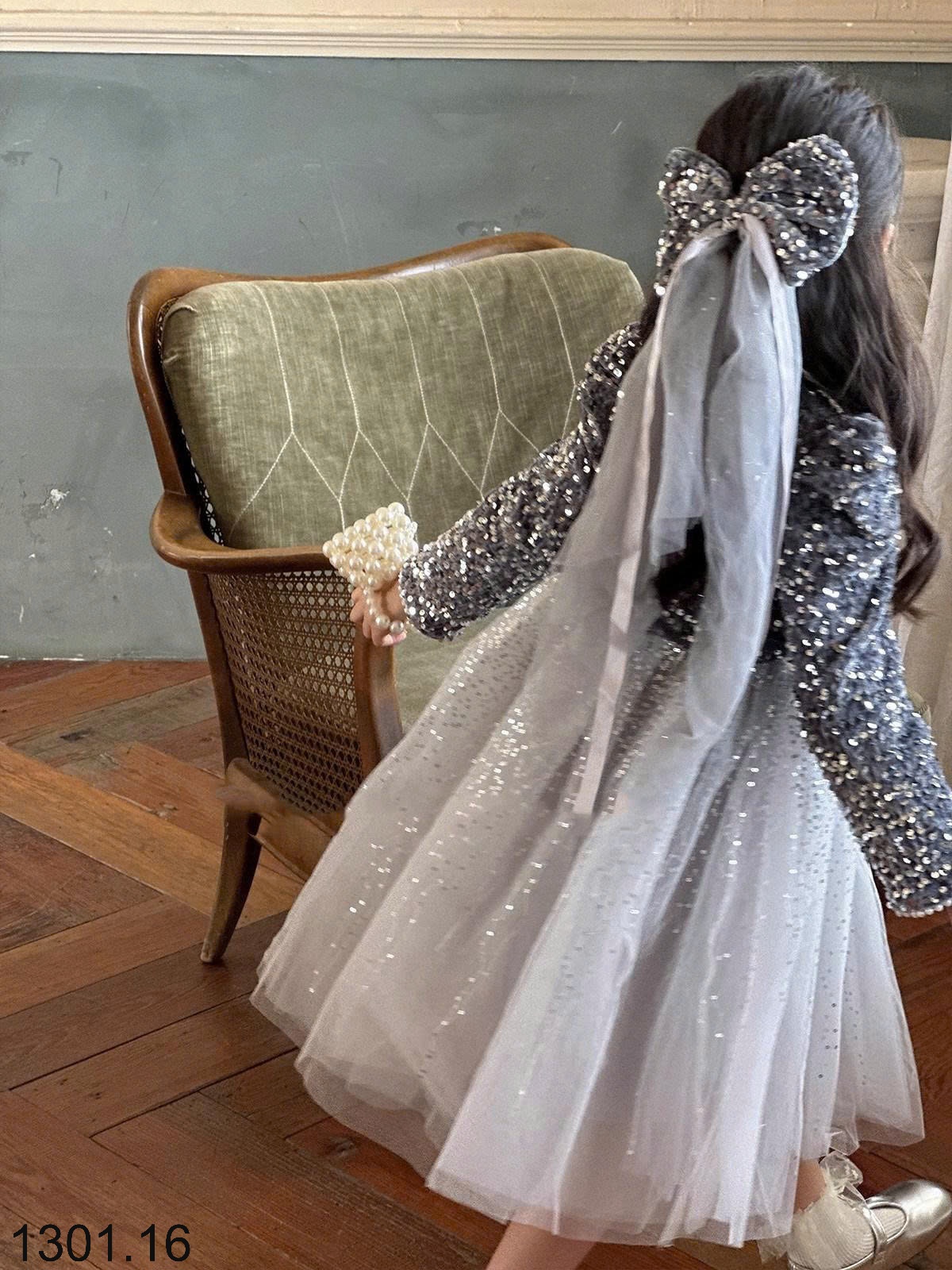 26HA1301.16 - ĐẦM BÉ GÁI ĐÍNH SEQUIN