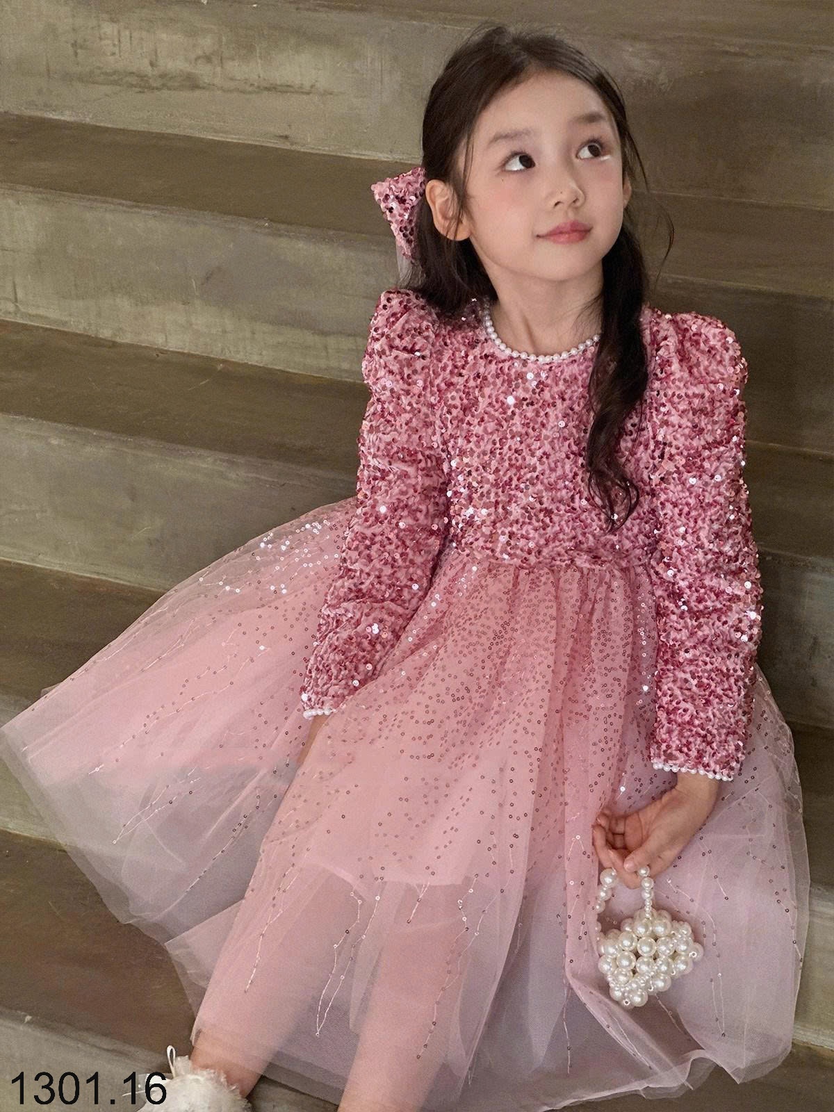 26HA1301.16 - ĐẦM BÉ GÁI ĐÍNH SEQUIN