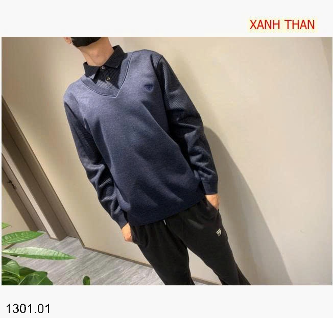 26HA1301.01 - ÁO LEN CỔ SƠ MI LÓT LÔNG CHO NAM