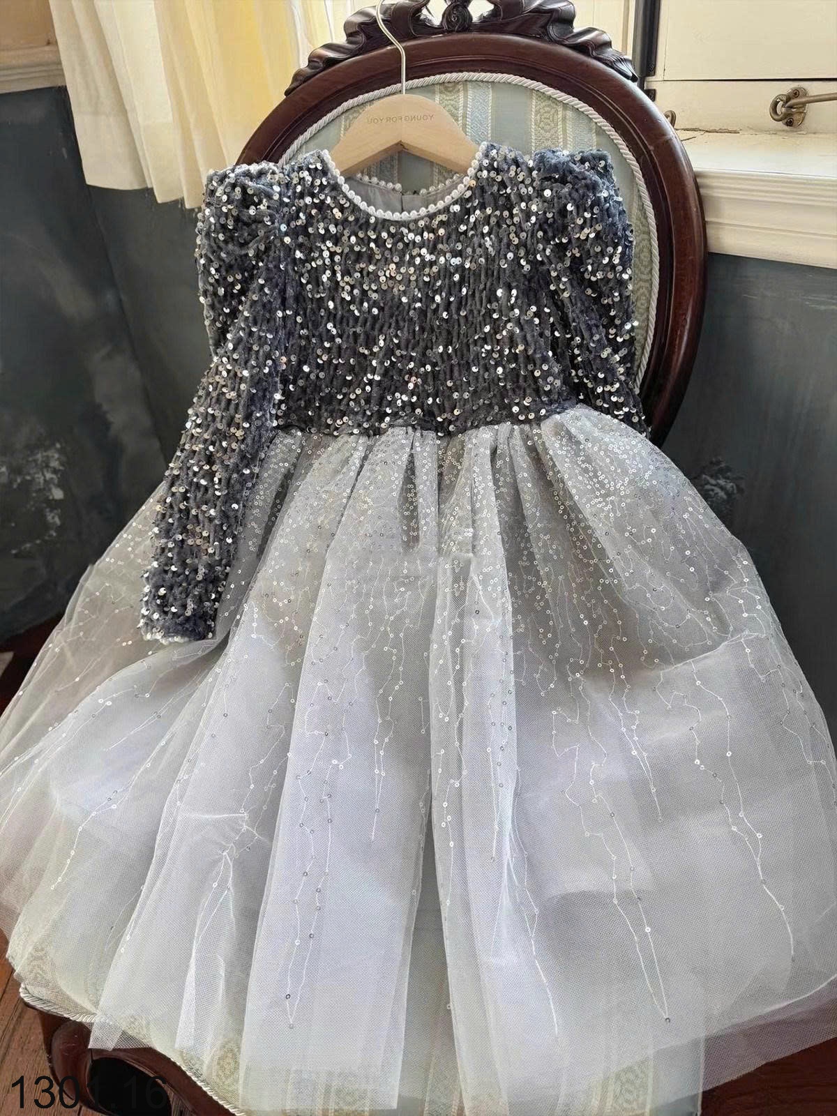 26HA1301.16 - ĐẦM BÉ GÁI ĐÍNH SEQUIN