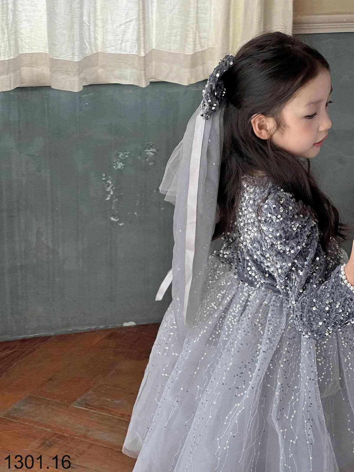 26HA1301.16 - ĐẦM BÉ GÁI ĐÍNH SEQUIN