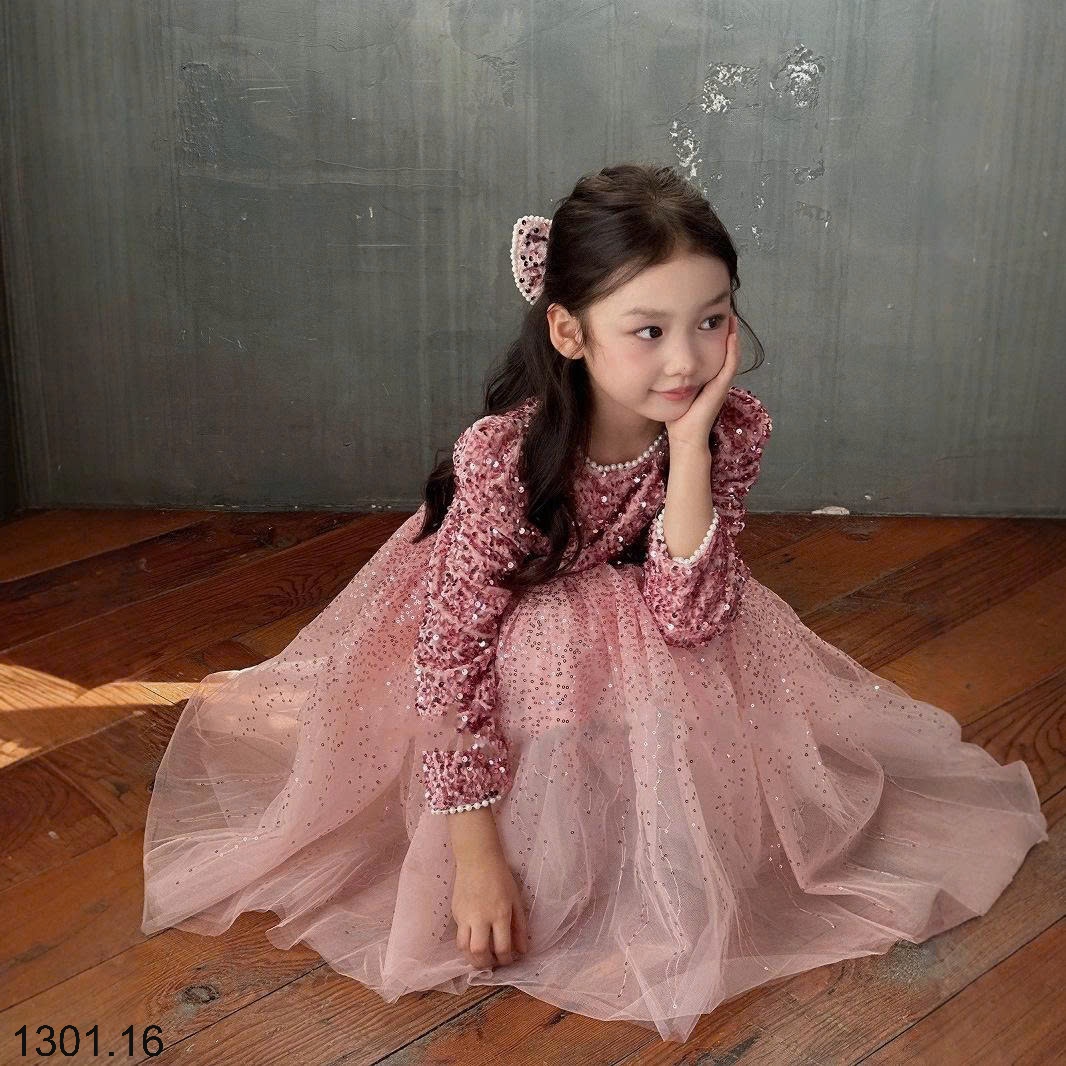 26HA1301.16 - ĐẦM BÉ GÁI ĐÍNH SEQUIN