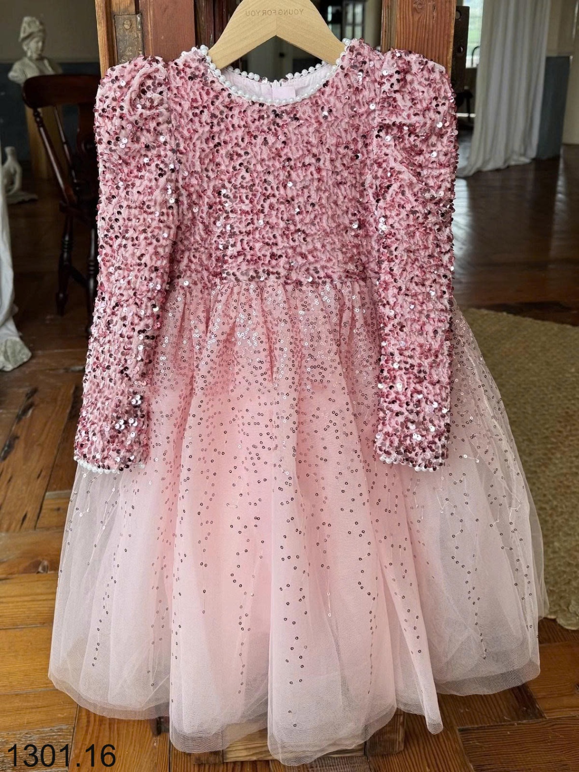 26HA1301.16 - ĐẦM BÉ GÁI ĐÍNH SEQUIN