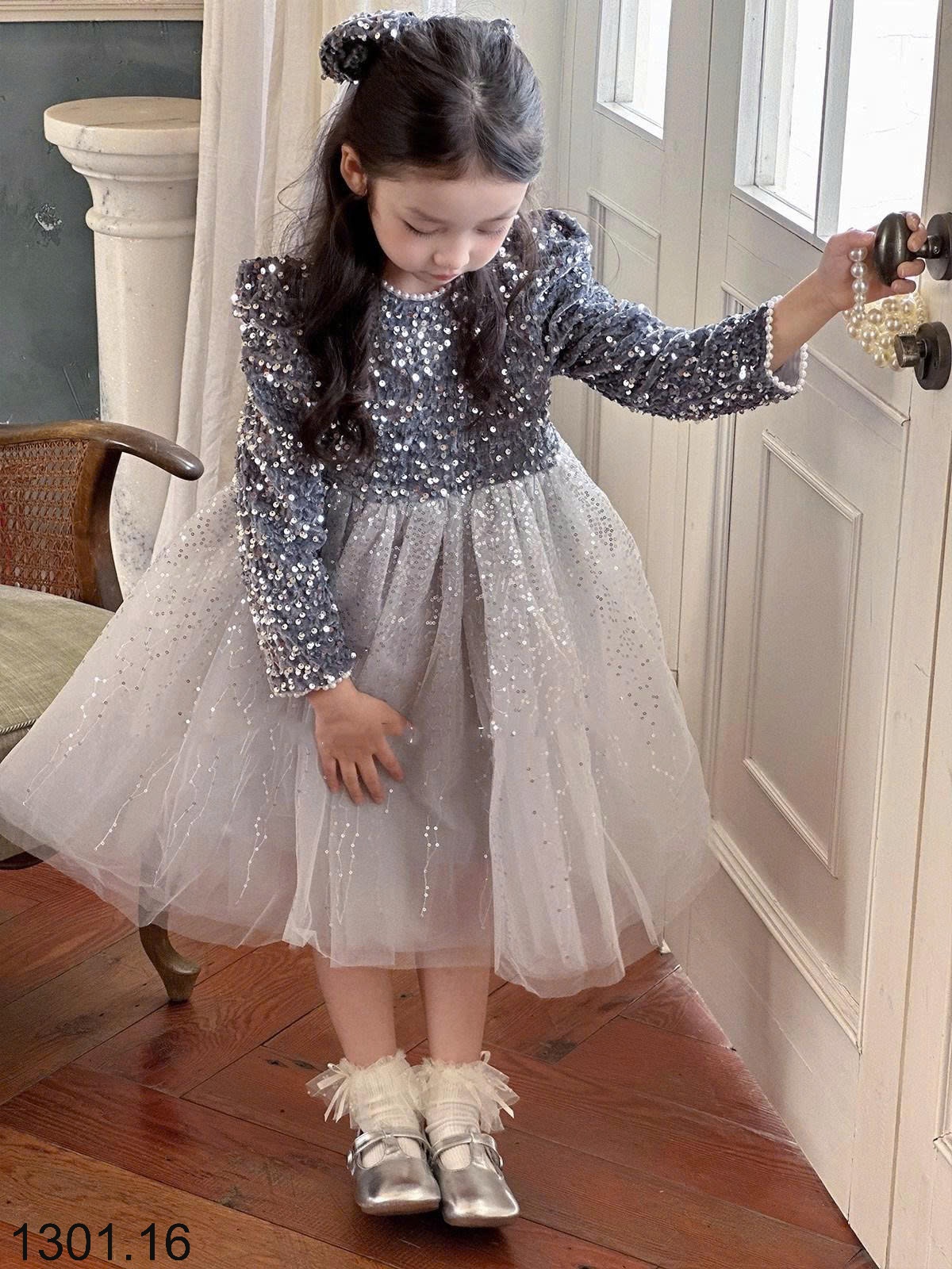 26HA1301.16 - ĐẦM BÉ GÁI ĐÍNH SEQUIN
