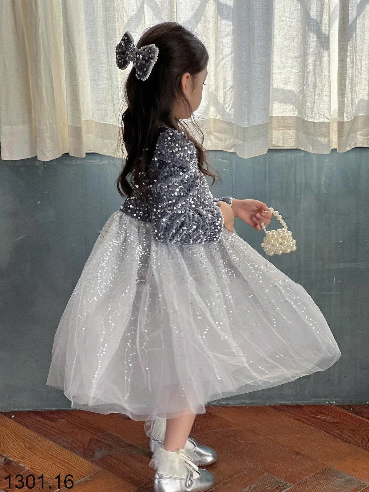 26HA1301.16 - ĐẦM BÉ GÁI ĐÍNH SEQUIN