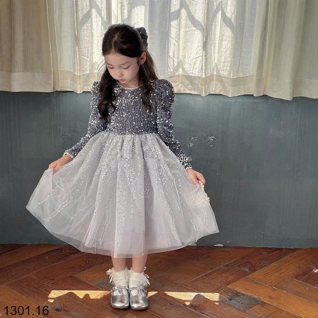 26HA1301.16 - ĐẦM BÉ GÁI ĐÍNH SEQUIN