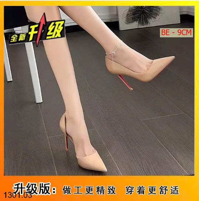 26HA1301.03 - GIÀY CAO GÓT DA BÓNG ĐẾ ĐỎ