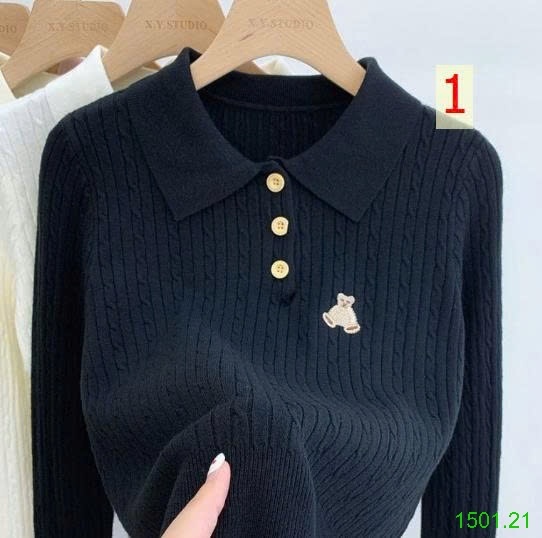 26HA1501.21 - ÁO LEN THÊU GẤU CỔ ĐỨC NỮ